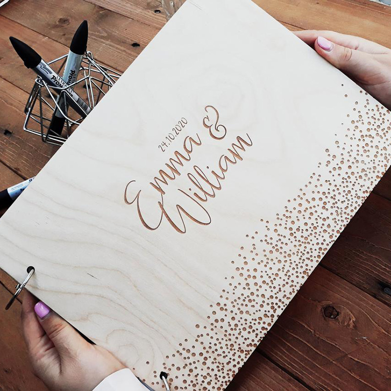 Personalized Guest Book - Spersonalizowany ślub księga gości niestandardowe drewno