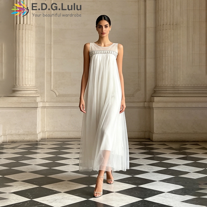 Wedding Lulu - EDGLuLu Wysokiej Jakości Sukienka Bez Rękawów