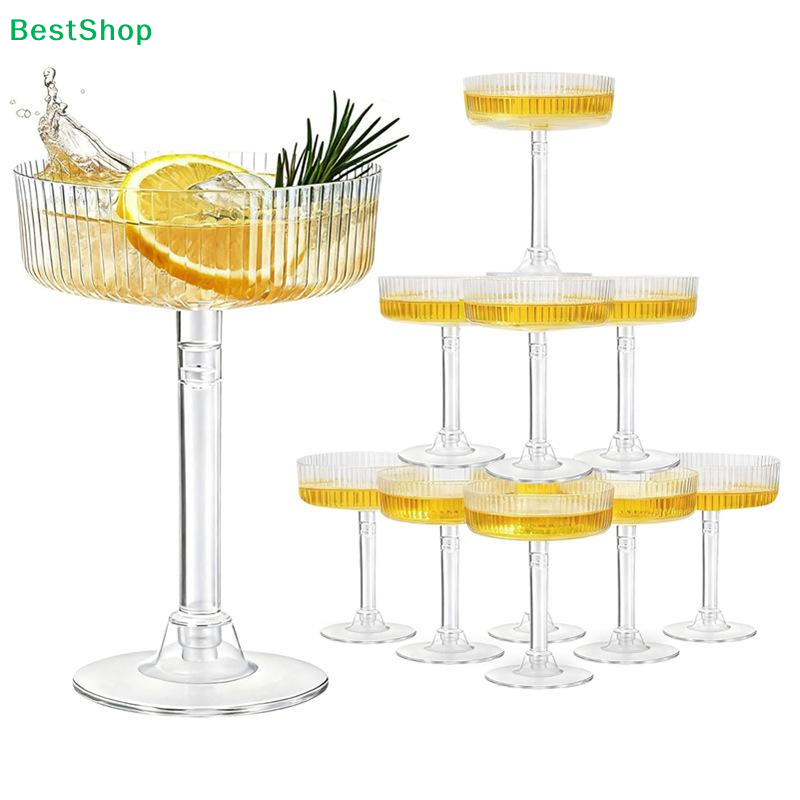 Champagne Tower Set - ☽ 10 szt. Plastikowe kieliszki do
