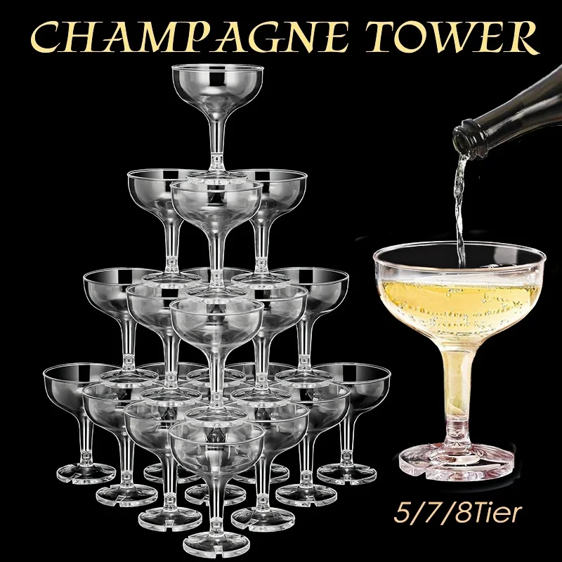 Champagne Tower Set - Wieża na szampana z 5/7/8 poziomami,