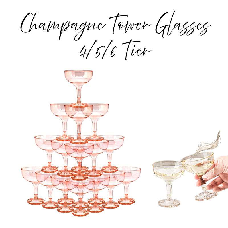 Champagne Tower Set - 4-6-poziomowa Akrylowa Wieża do Szampana Kieliszki
