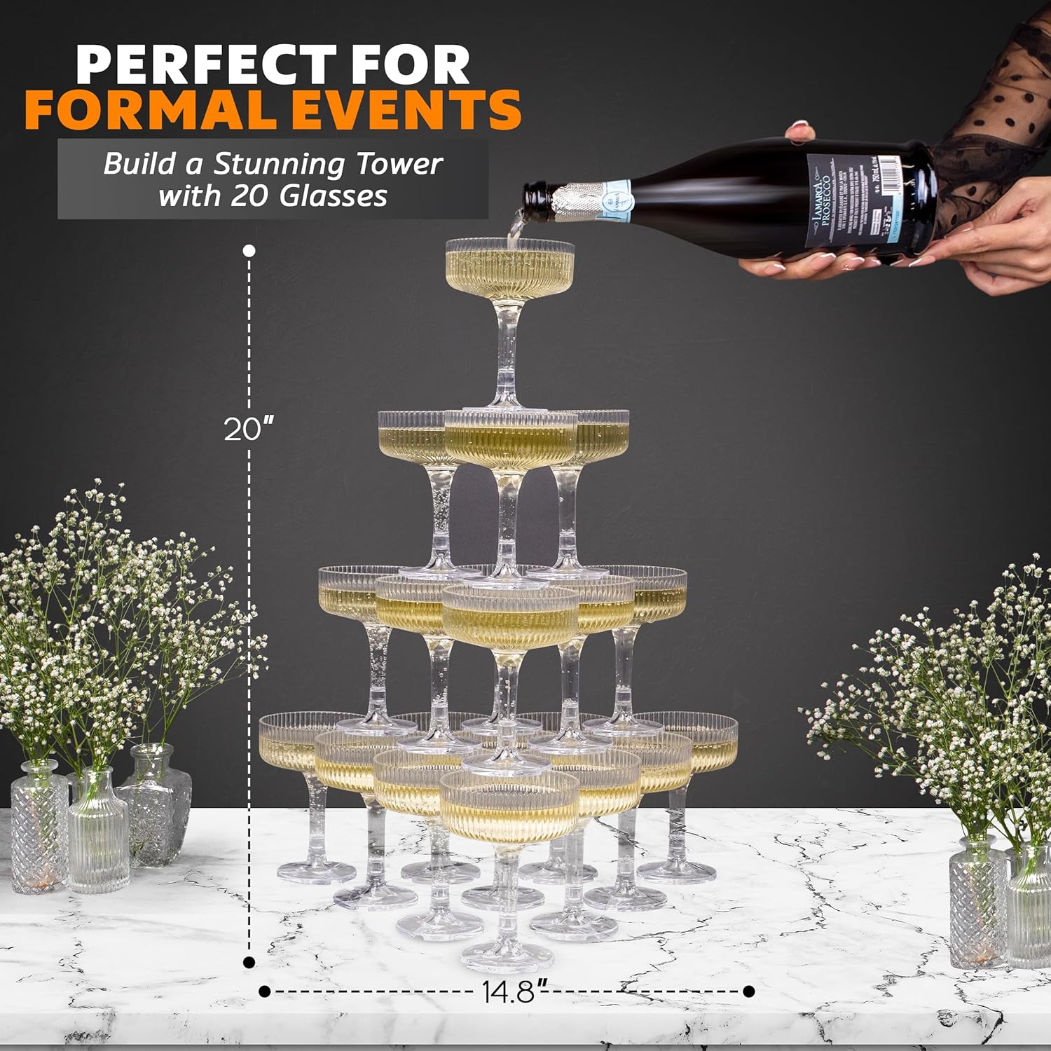 20-60 SZTUK AKRYLOWE Kieliszki – Champagne Tower Set recenzja i cena