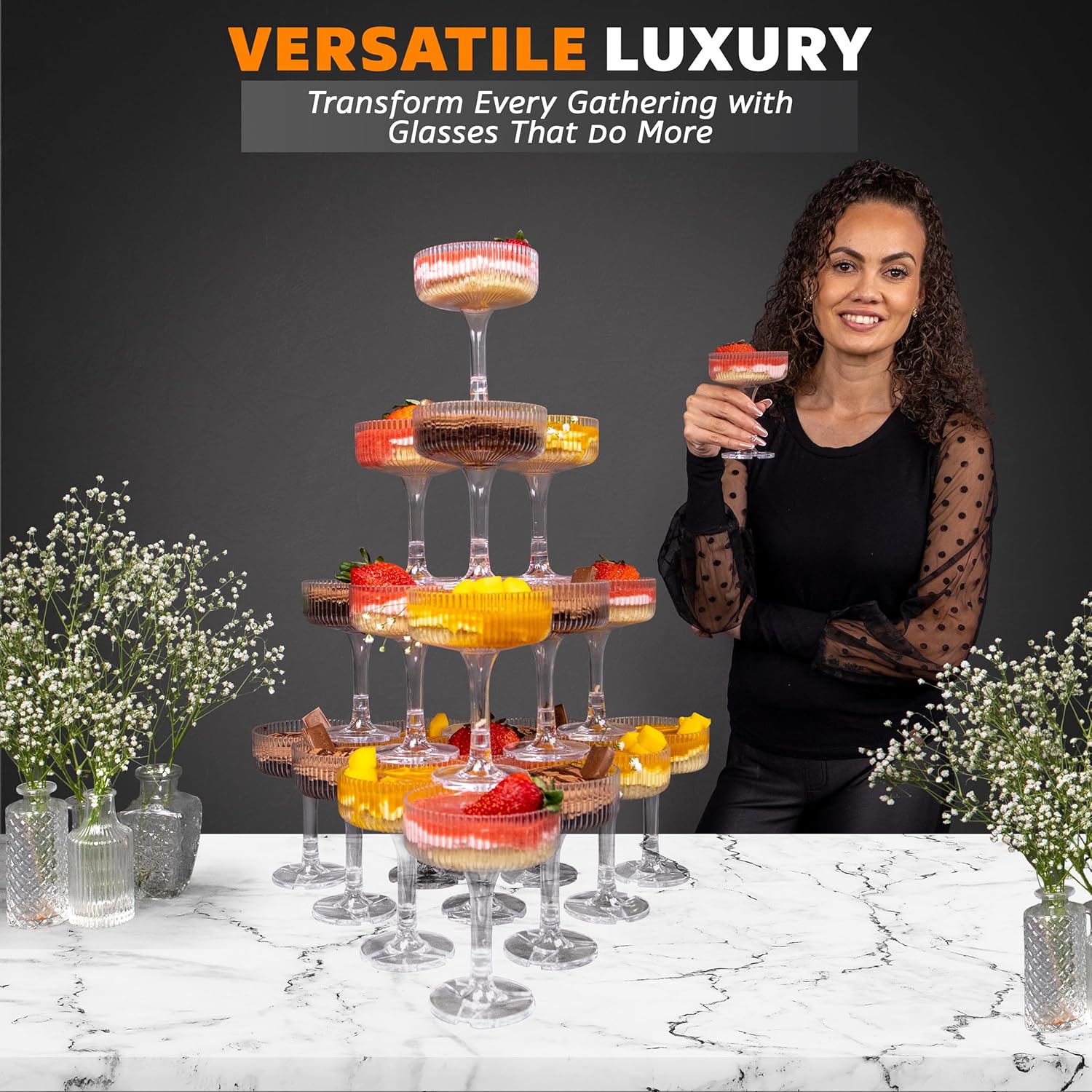 20-60 SZTUK AKRYLOWE Kieliszki – Champagne Tower Set recenzja i cena